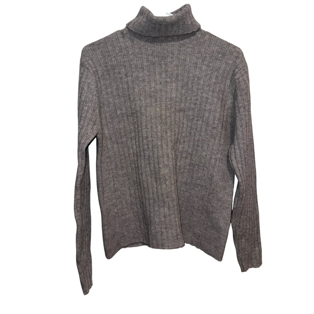 Banana Republic Womens Gray Ribbed 100% Wool Turtleneck Sweater Size M